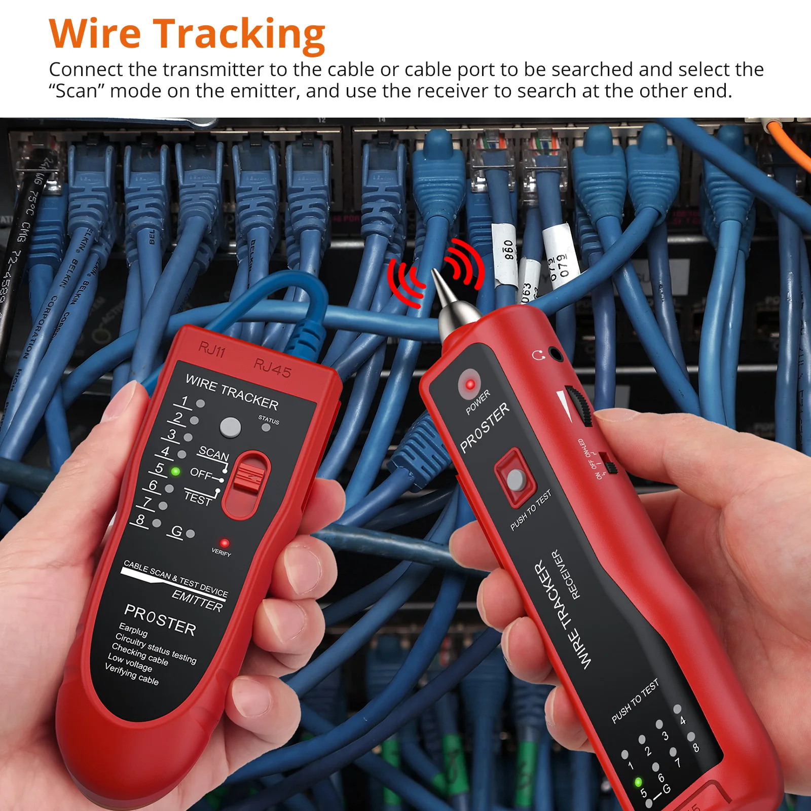 Proster Wire Tracker Telephone Phone Network Cable Tester Line Finder RJ Tracker Toner Tracer  RJ45 RJ11