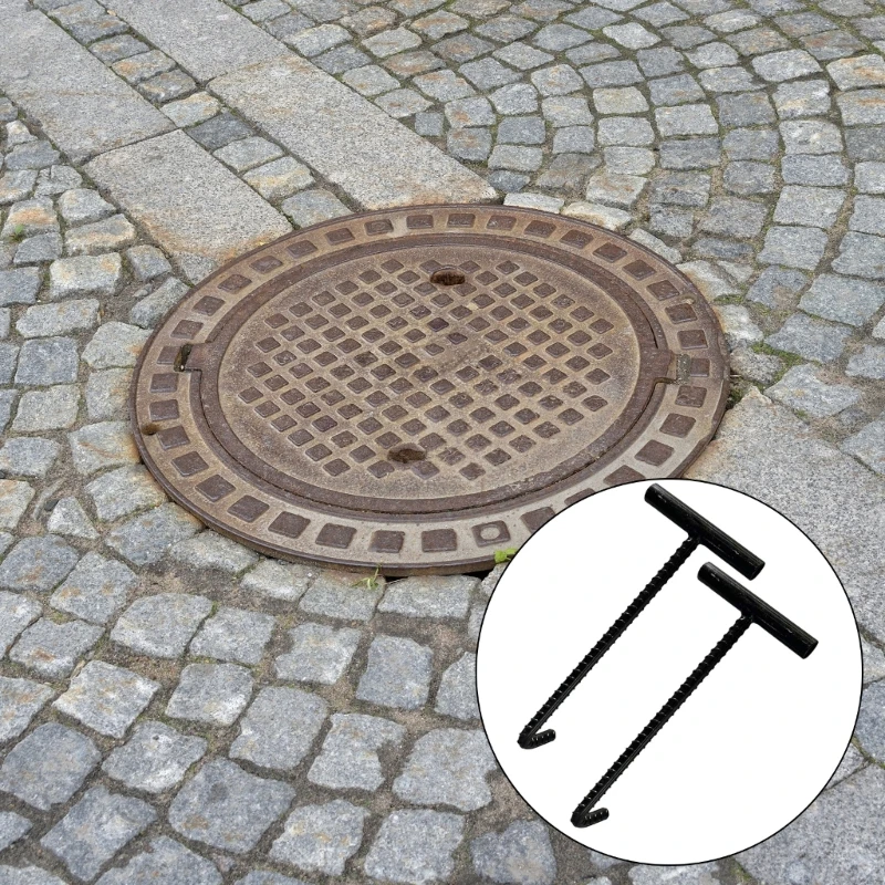 Gancho ergonômico bueiro 10mm para abertura segura sem esforço no sistema drenagem da cidade, elevador manuseio