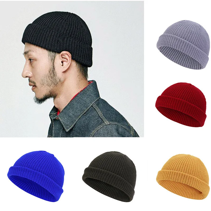 

Knitted Hats for Women Black Beanie Hat Winter Men's Hats Women Beanies for Ladies Skullcap Solid Cap Knitted Thick hat