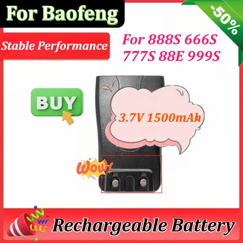 

3.7V 1500mAh Battery for Baofeng 888S BF-777S BF-88E BF-666S for Baofeng 777s Walkie Talkie Battery with TYPE-C charging port