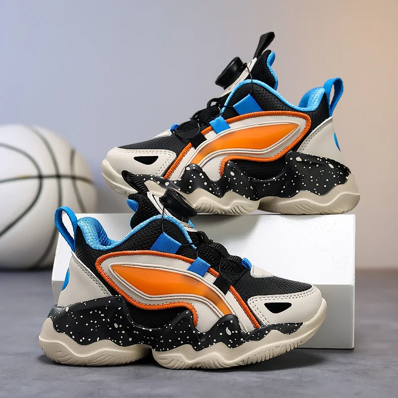 

Новые детские кроссовки, дышащие кроссовки для бега для мальчиков 5–16 лет, новая детская спортивная обувь с поворотной пряжкой, уличные повседневные кроссовки