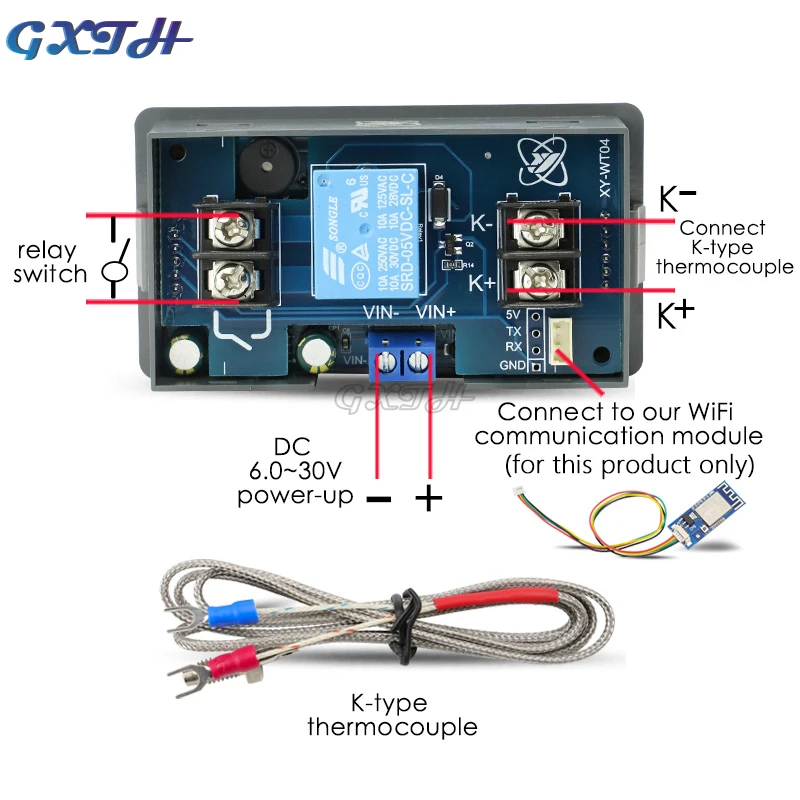 K-type Thermocouple High Temperature Controller -99~999℃ WIFI Remote High Temperature Digital Smart Thermostat High Low Alarm