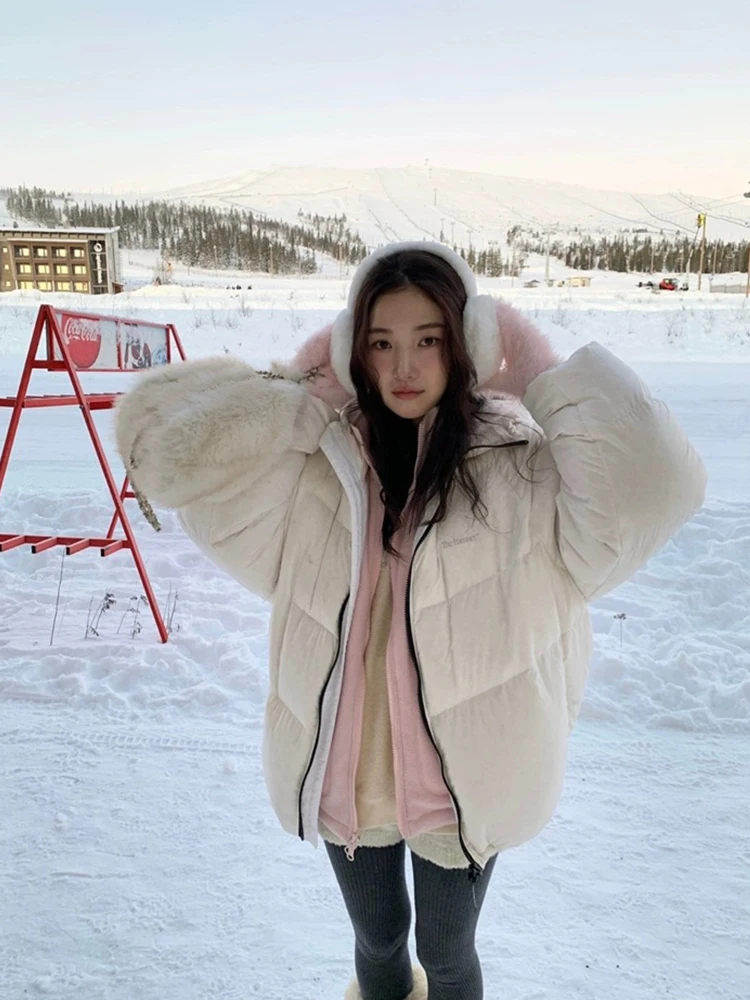 Double-Sided Letter down Jaet Women's Padded Coat Goose down Four Colors Hooded Loose Top Commute Sle Winter Outerwear