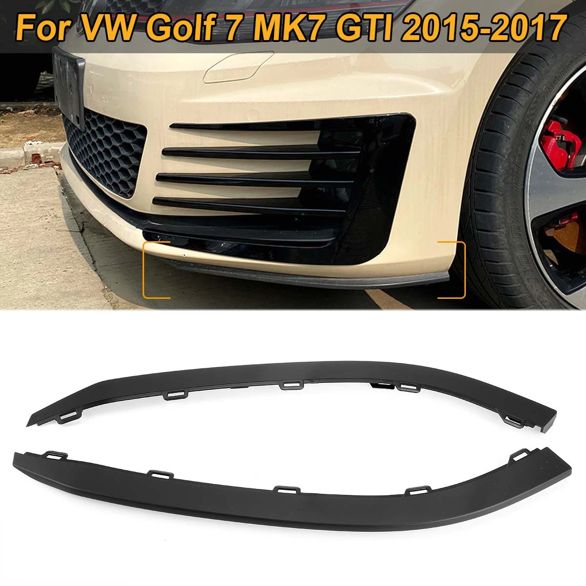 Front Bumper Splitter Air Valance Canards Trim Sticker For VW Golf 7 MK7 GTI 2015-2017 Car Accessories 5GG8059039B9 5GG8059049B9