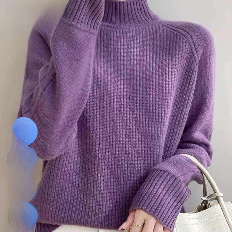 سترة صوفية محبوكة سميكة للنساء، طبقة أساسية فضفاضة، بلوزة صوفية مع تطريز زهور، أزياء الخريف للسيدات