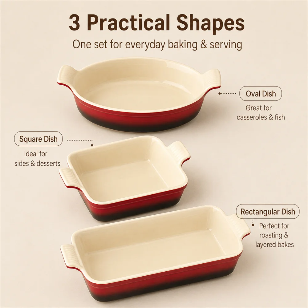 Le Creuset Oven to Table Stoneware Rectangular Baking Dish with Handles Premium Ceramic for Roasting Casseroles Versatile view 2