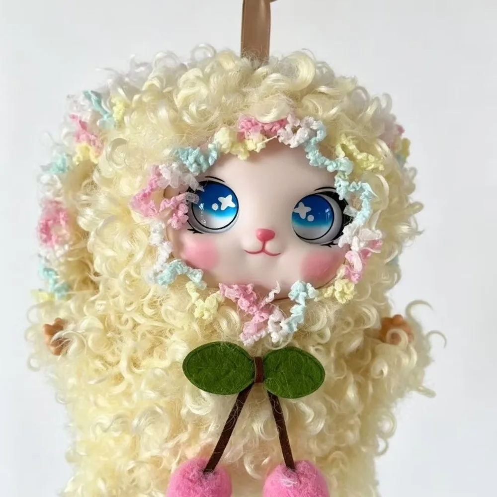 Big Ear Curly Hair Rabbit Doll Figures Bag Hanging Ornaments Rabbit Plush Keychain Fluffy Collectible Bunny Plush Doll Pendant