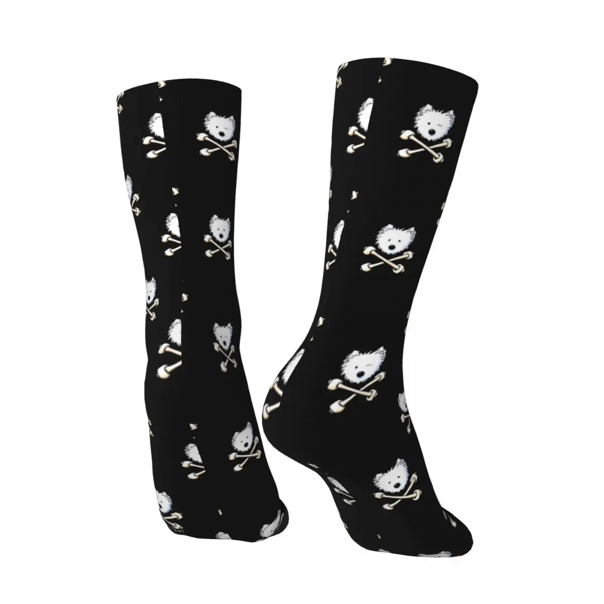 Retro Verzengende Crossbones Westies Compressiesokken Voor Heren Unisex Harajuku Patroonprint Nieuwigheid Crew Sok