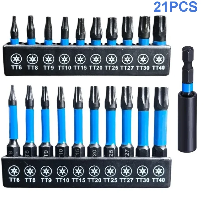 

21PCS Star Impact Drill Bit Set S2 Steel Hex Head Shank Magnetic Screwdriver Driver Bits Holder Wrench Electric Drill Tools
