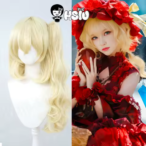 Flandre Scarlet Cosplay Wig HSIU 70CM Yellow long hair Heat Resistant Synthetic Wig Anime Touhou Project Flandre Scarlet Cosplay