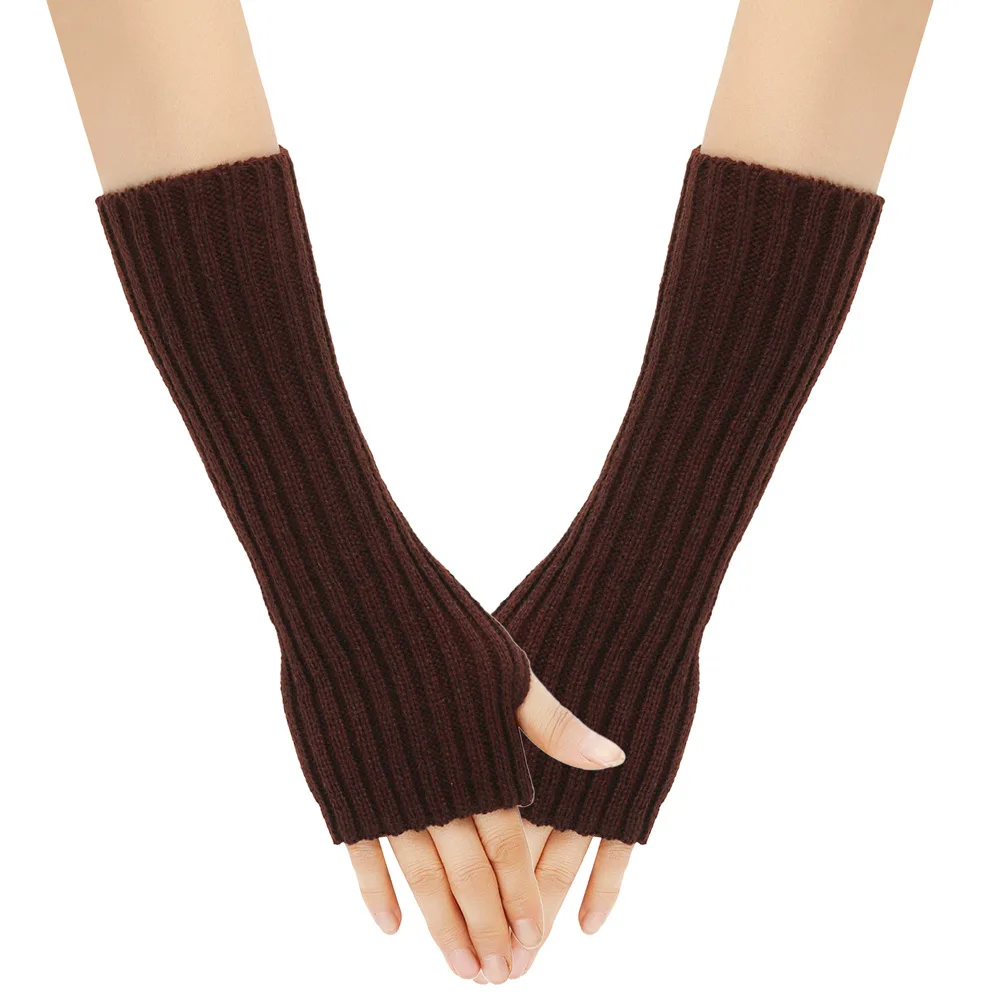 Autumn Winter Women\'s long fingerless gloves, winter gloves, girls\' soft casual knitted sleeves, Gothic punk clothing