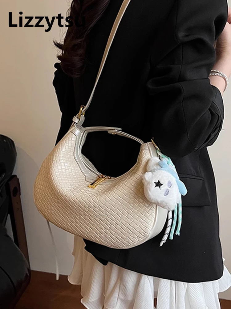 

Lizzytsu элегантный дизайн, роскошные сумки на плечо из искусственной кожи, винтажная корейская тканая сумка, женская уличная сумка через плечо Easymatch