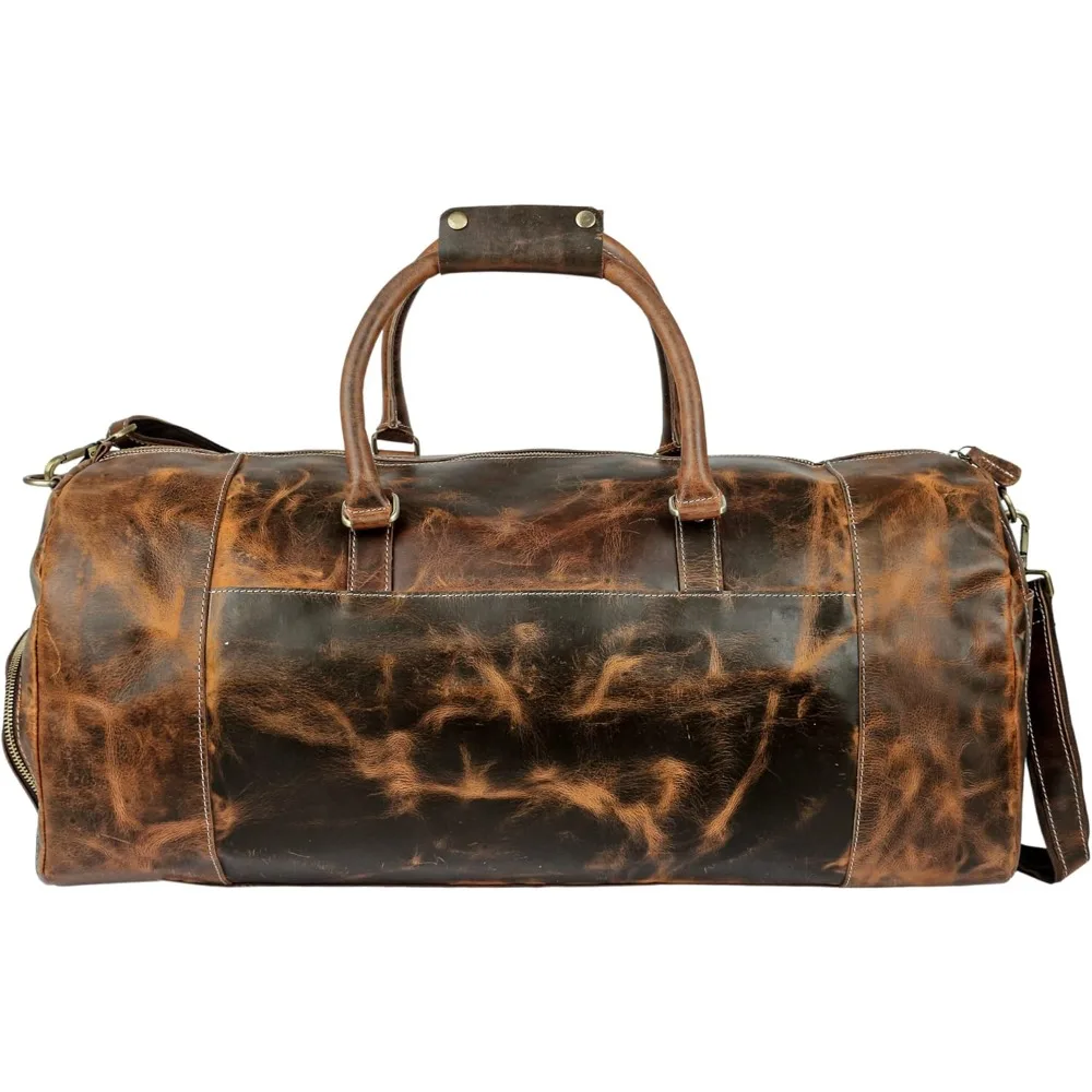 حقيبة سفر جلدية كلاسيكية للرجال مع حقيبة أحذية - احترافية، صالة الألعاب الرياضية، رياضية، غلاف ناعم، طوال الليل، أمتعة عطلة نهاية الأسبوع