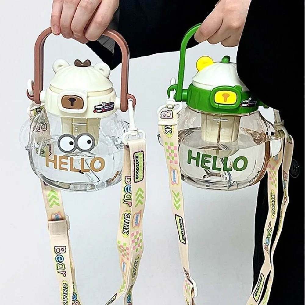

Милая портативная бутылка для воды с медведем, большая емкость, пластиковая спортивная чашка для фитнеса, универсальная чашка для питья для путешествий, лета на открытом воздухе