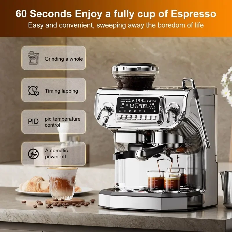 New 15 bar pump electric coffee machine manual coffee machine with grinder