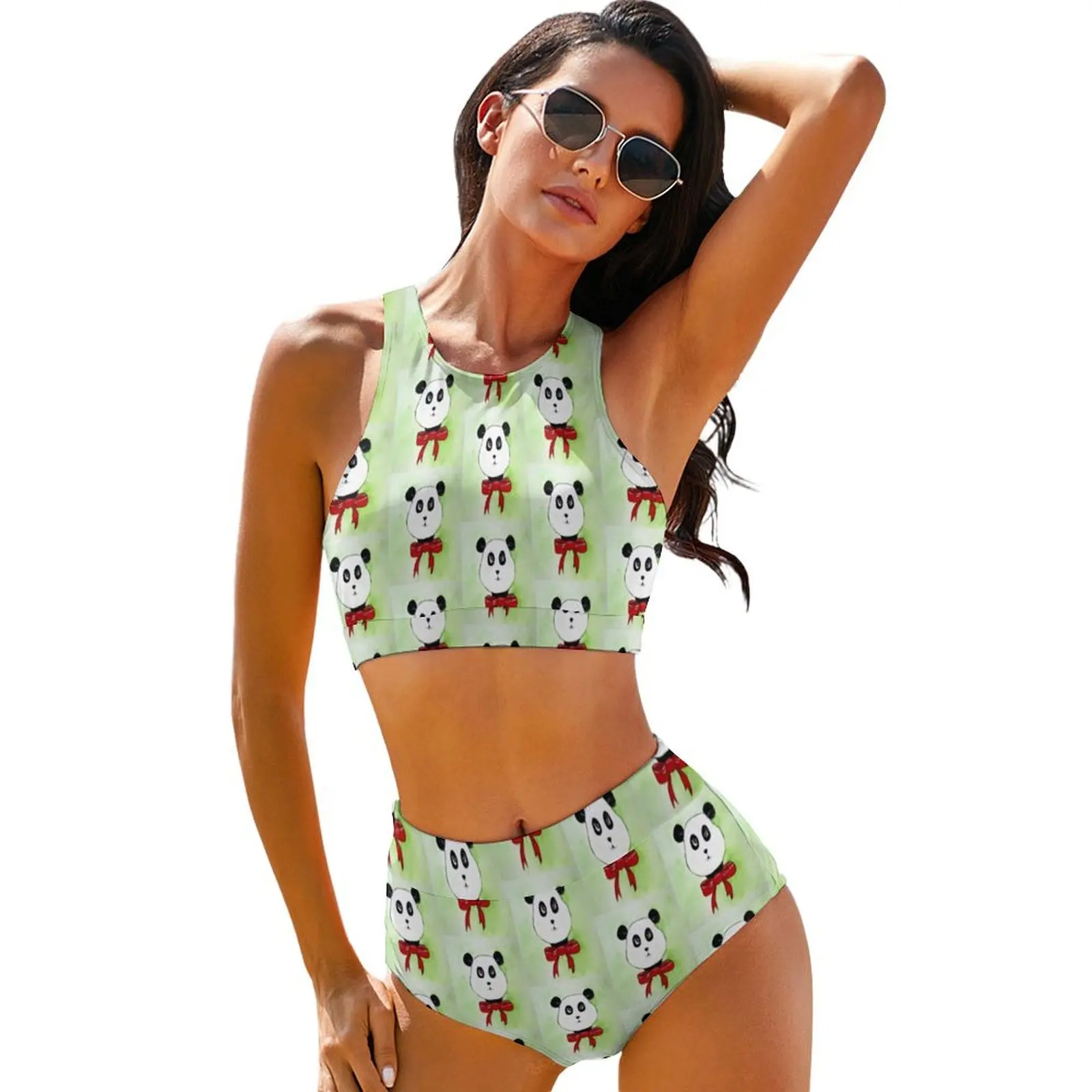 

Sexy Panda Bear Cartoon Bikinis Set Cute Animal Modern Bikini Swimsuit High Waist Swimwear Pool Graphic Beach Outfits