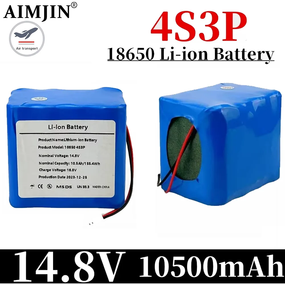 

4S3P Li-iom Battery Pack 14.8V high-capacity 10500mAh Rechargeable Battery For Night Fishing Lamp Heater Miner's Lamp Amplifier