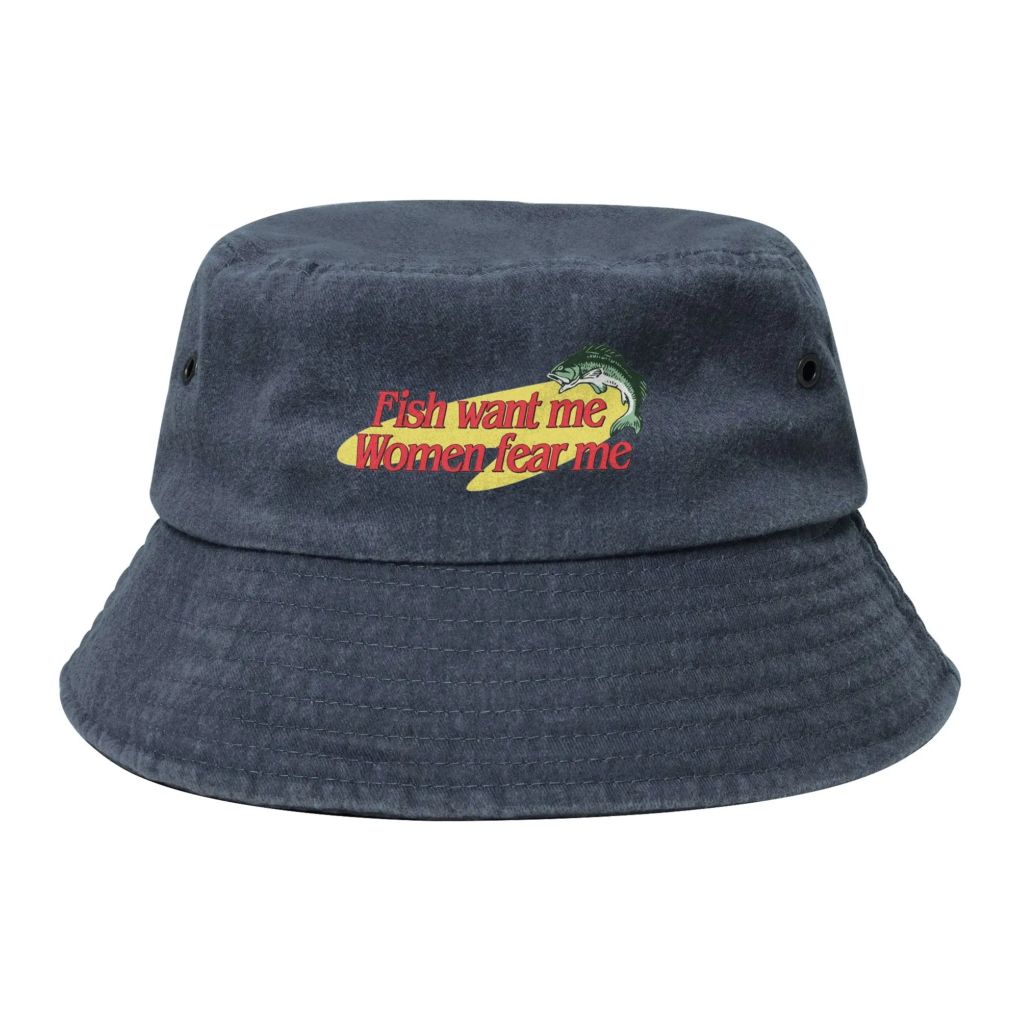 Unisex Bucket Hat Fish Want Me Women Fear Me Spring Picnic Headwear Foldable Outdoor Sports Fishing Fisherman Cap  Bob Hats