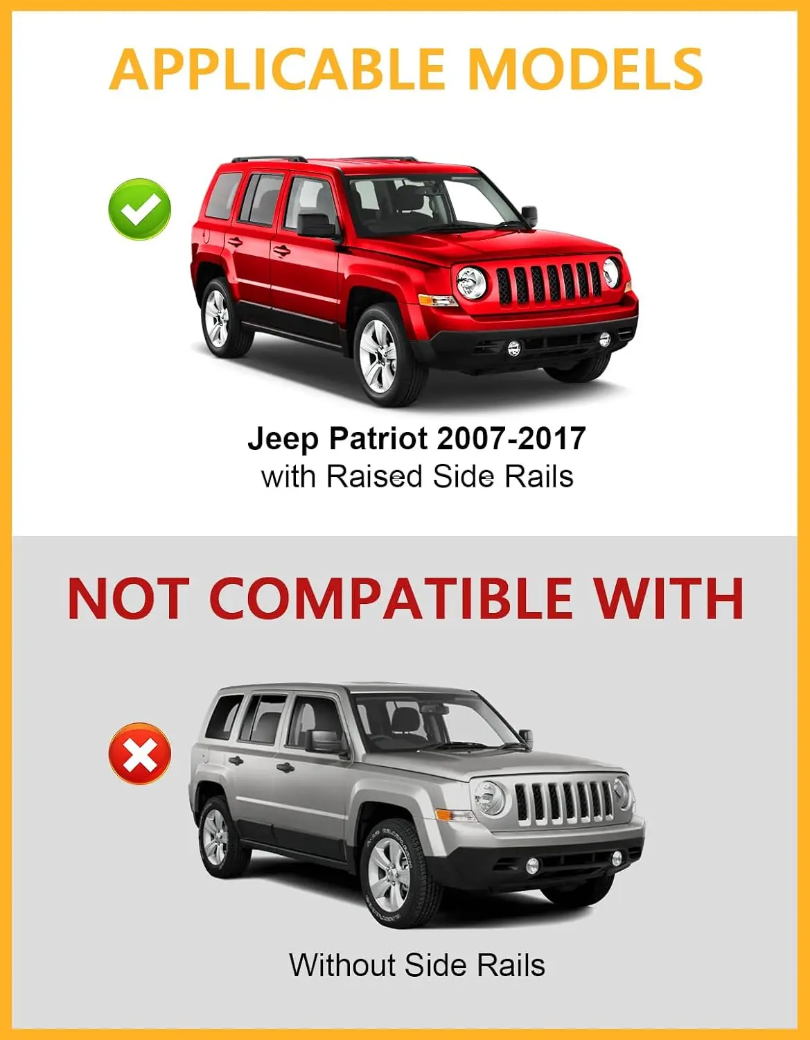 300lbs Lockable Roof Rack Cross Bars for Jeep Patriot 2007-2017 | with Raised Side Rails,Heavy Duty Anti-Theft Aluminum Roof Rai