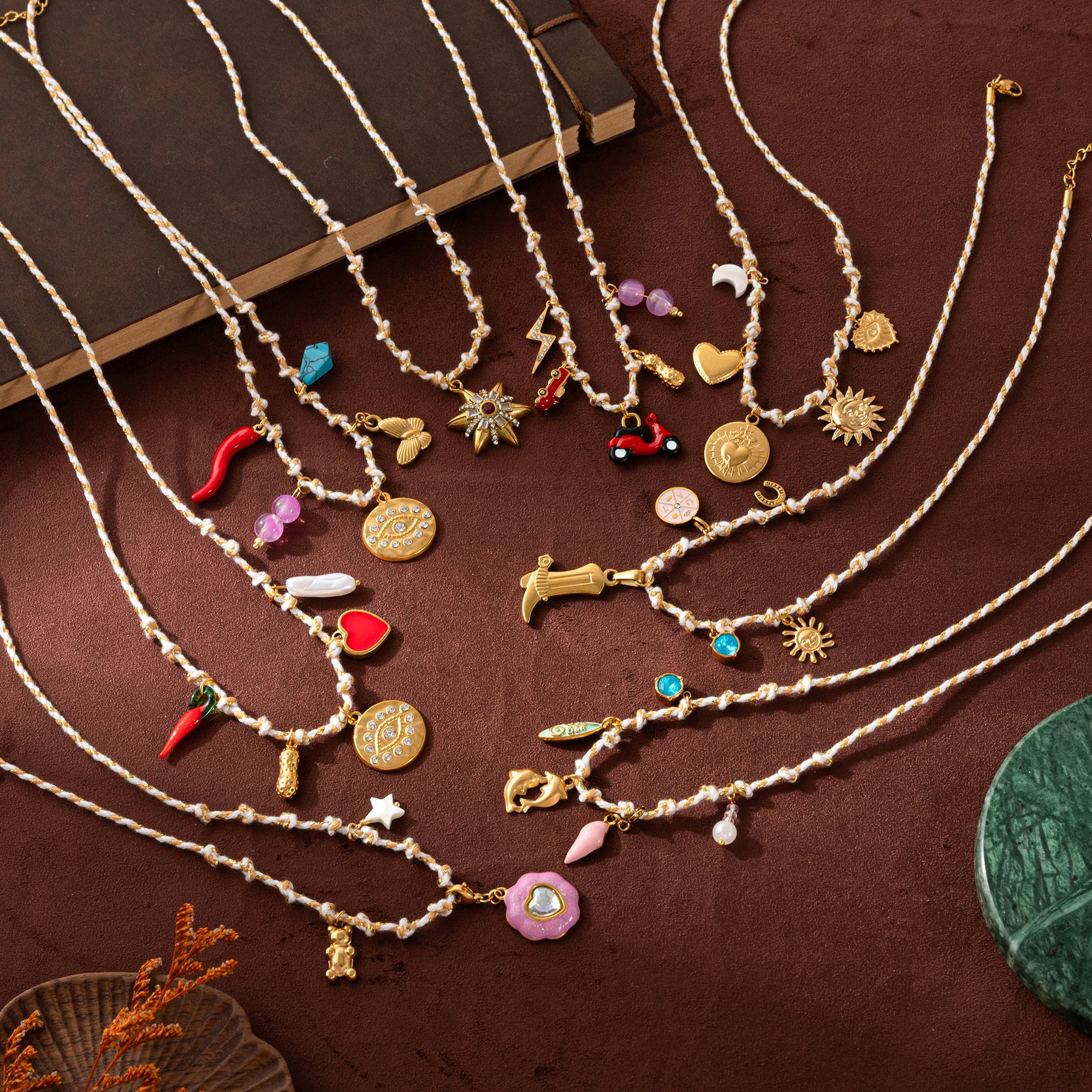 من المألوف نمط جديد الحب الشمس الدب الفلفل الحار متعدد قلادة قلادة مجوهرات من صلب لا يصدأ