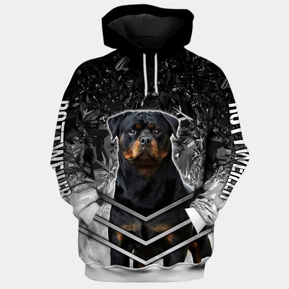 HX Animal Hoodies 3D Graphic Kaleidoscope Dogs Rottweiler Hoodie Fashion Pocket Sweatshirts Pullovers Harajuku Streetwear