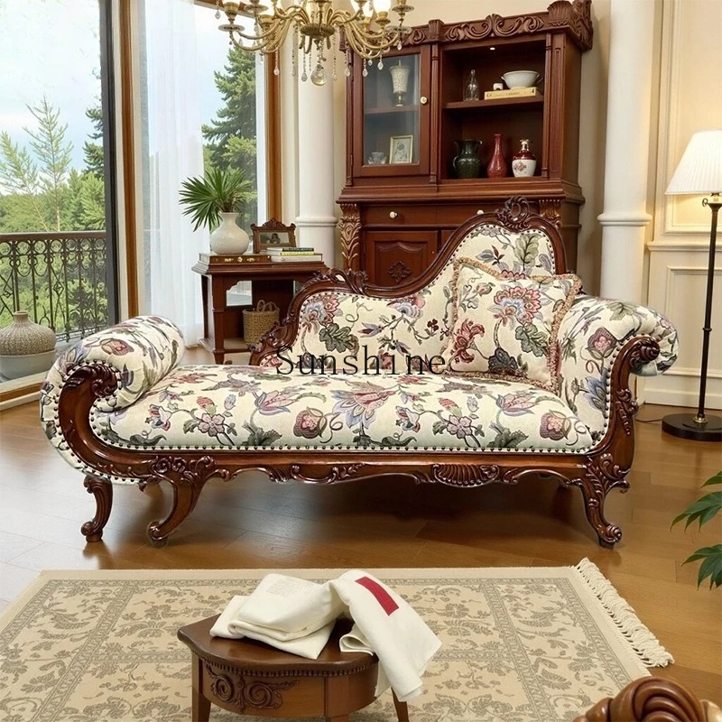 

American all-solid wood princess living room sofa beauty couch bedroom leisure recliner