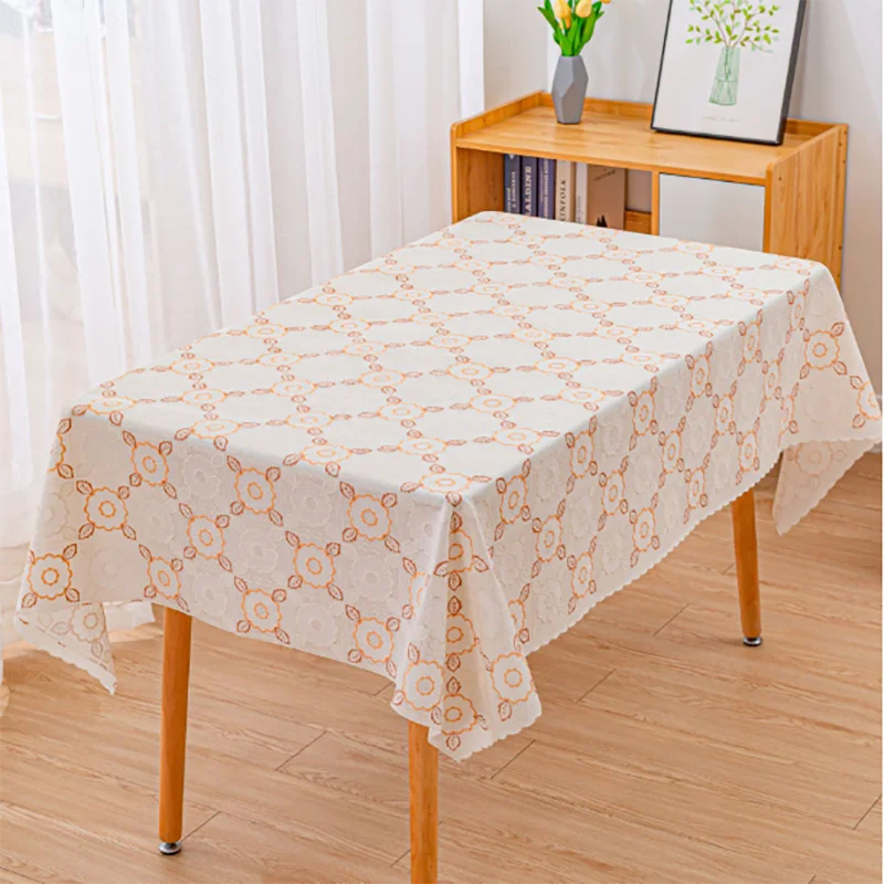 

Square PVC Printing Tablecloth, Waterproof, Oilproof, Plastic Table Covers, Floral Printed, Lace Edge, Anti Hot Coffee