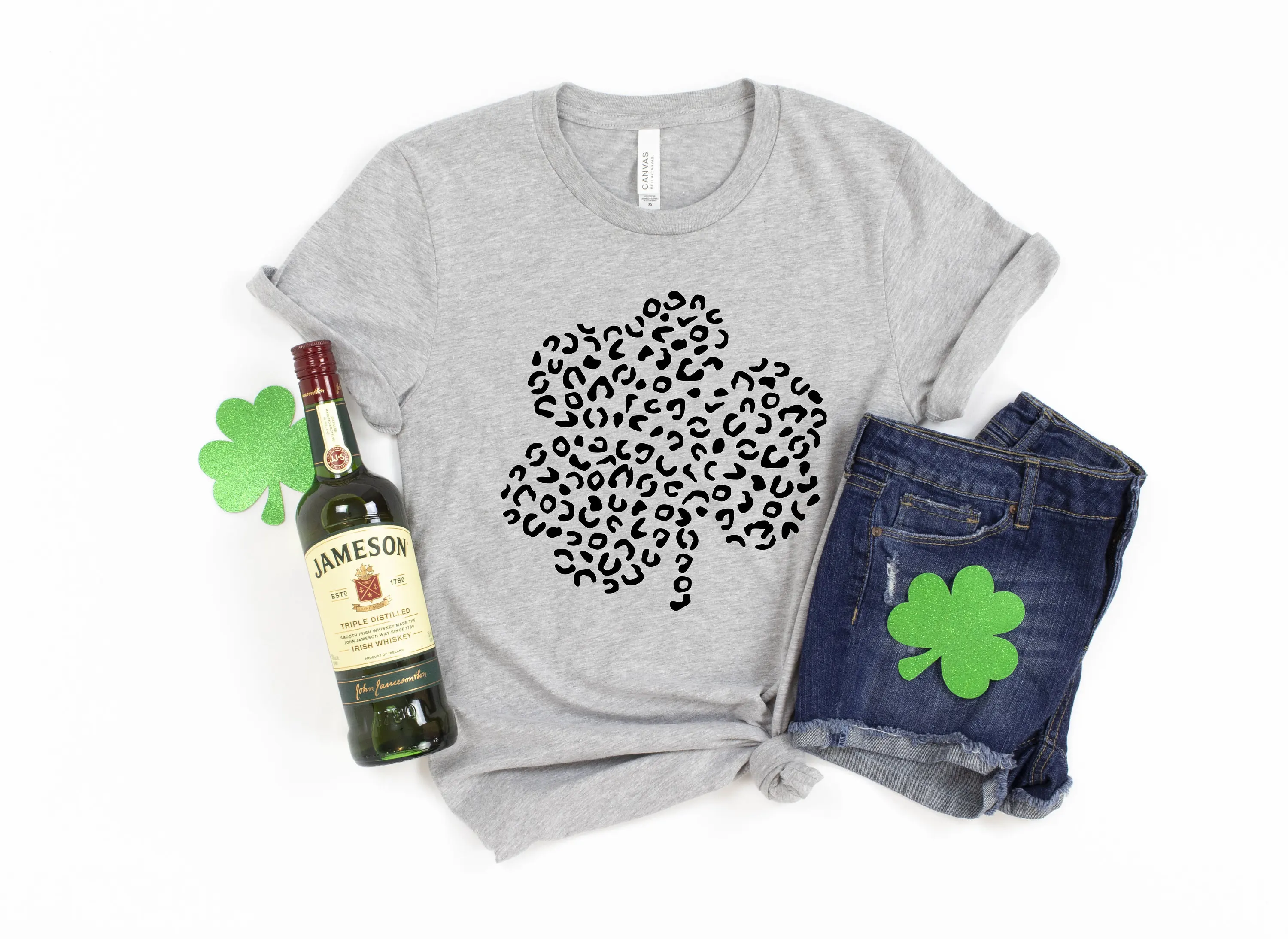 Lucky Heart Female Sweatshirt Leopard Print Trefoil Slogan Women Shirt 2023 Stylish Nostalgic St. Patrick's Day Girl Sweater