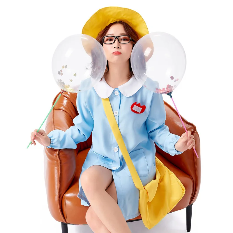 Adult Women Nurse Nursery Governess JK Japanese Kindergarten School Uniform Shirt Dress Hat Halloween Cosplay Costumes Outfit