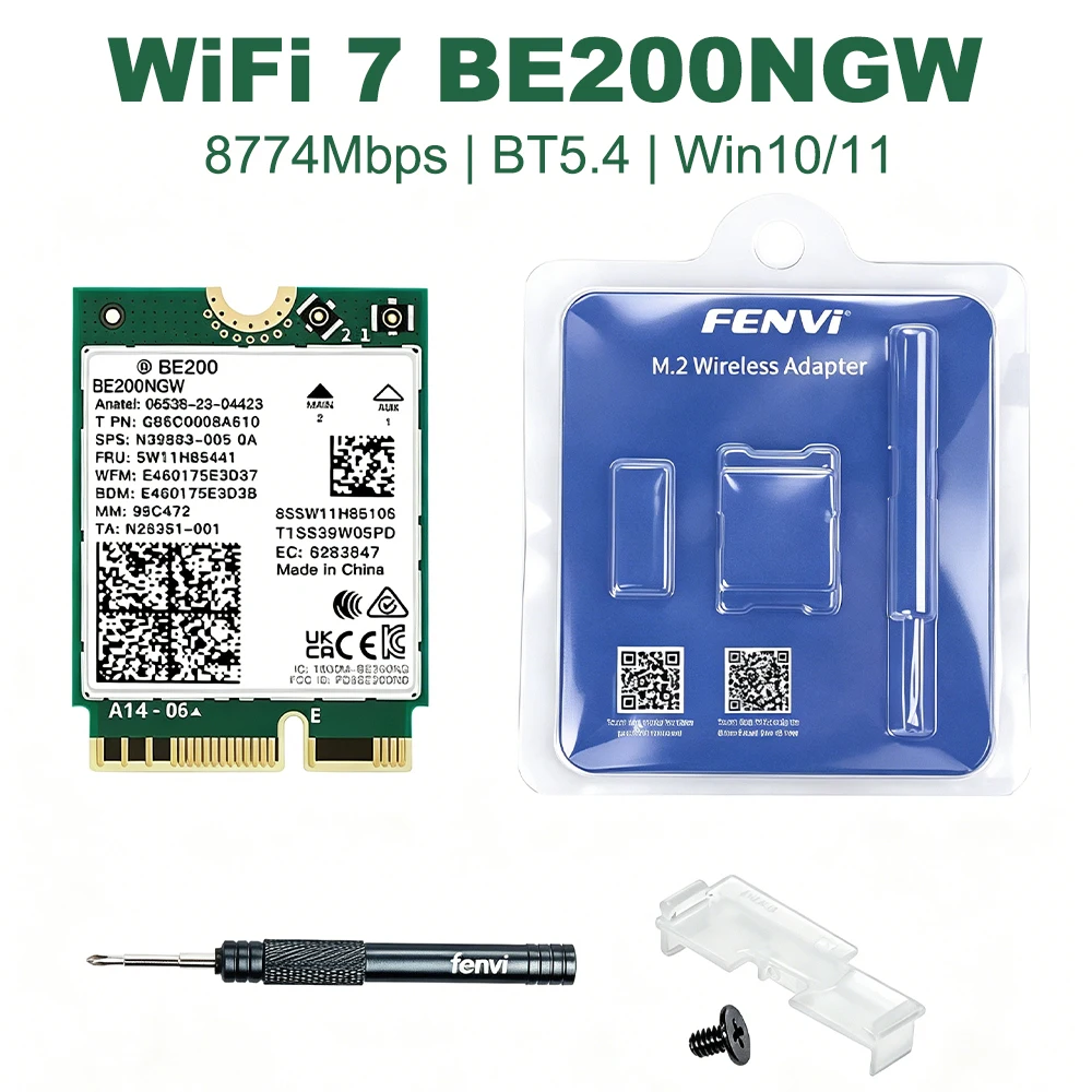 

WiFi 7 BE200 BT5.4 Wireless WiFi Card 802.11BE WiFi Adapter Bluetooth5.4 M.2 BE200NGW Network adaptador For Win 10/11