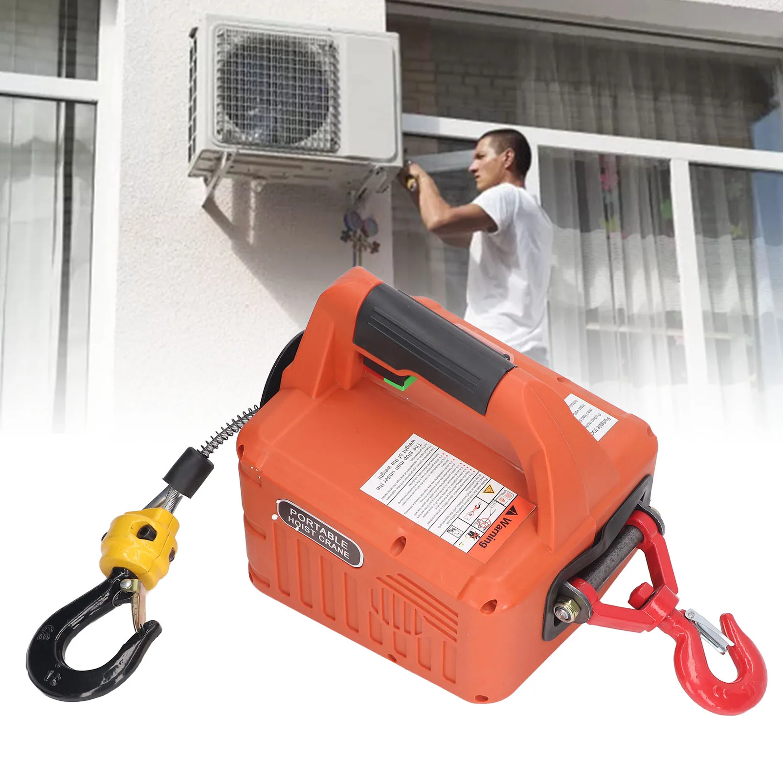 Remote-Controlled Mini Electric Crane 1500W Portable Winch 500KG Load Capacity 7.6m Lifting Height Home Use