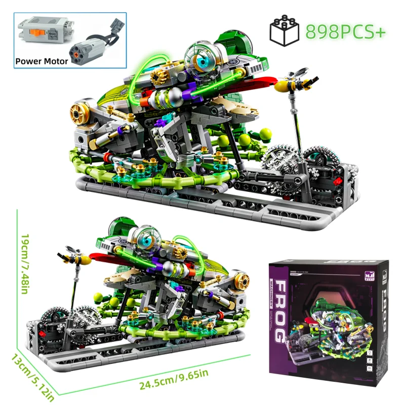 Jouet de blocs de construction de grenouille mécanique, Kit de modèle de Robot à moteur de puissance sautante avec jambes et engrenages mobiles, cadeau d'anniversaire de noël