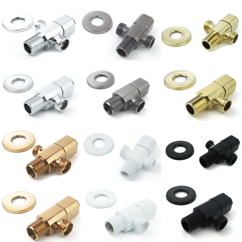 

Chrome / Black / Gold / Rose Gold / Brushed Gold Soild Brass G1/2 Angle Valve Switch Valve For Bathroom