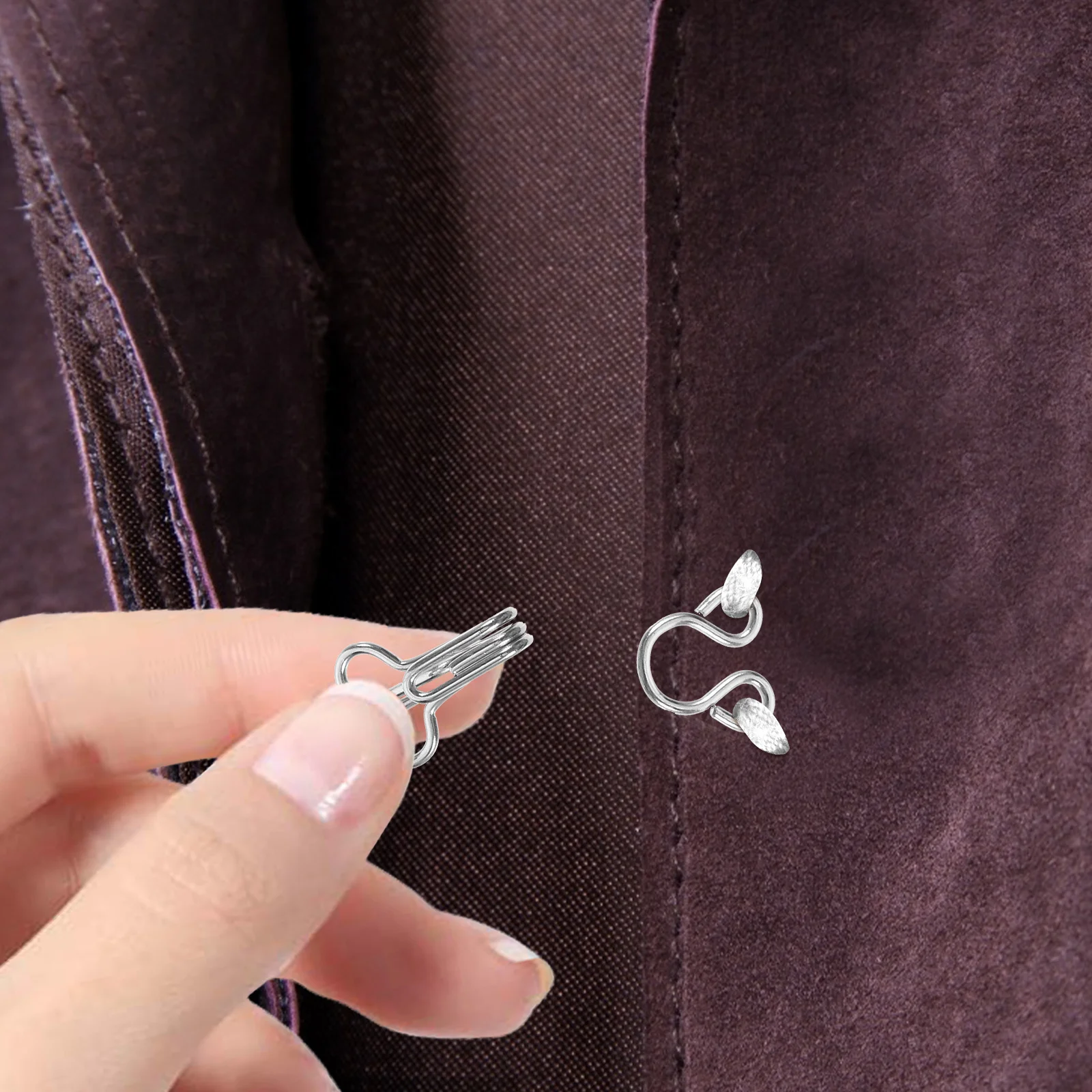 

50Pcs Eye Sewing Closure Stainless Bra Connector Buckle for Skirts Trousers DIY Sewing Repair Silver Black