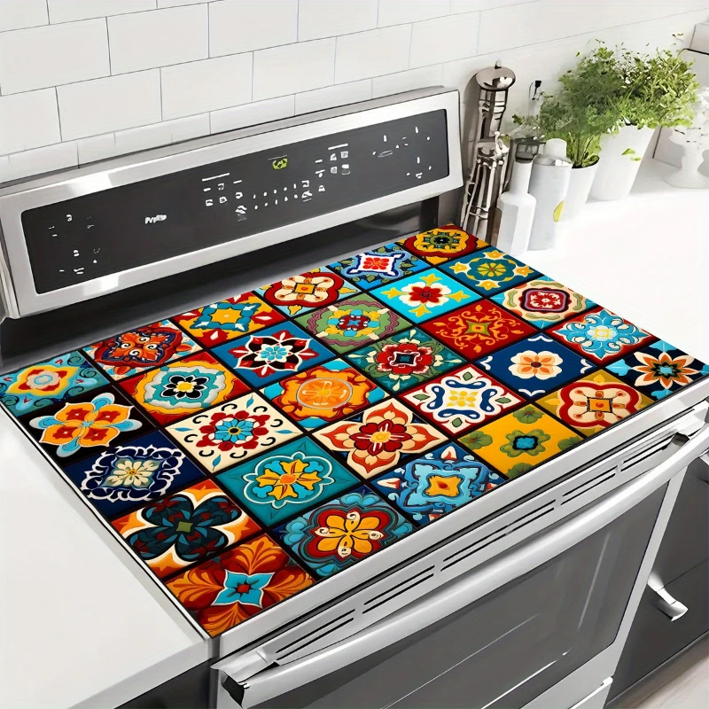 Colorful Mexican Talavera Tile Kitchen Drying Mat,Coffee Machine Counter,Dish Tableware Draining,Non Slip,Water Absorbent,Gift