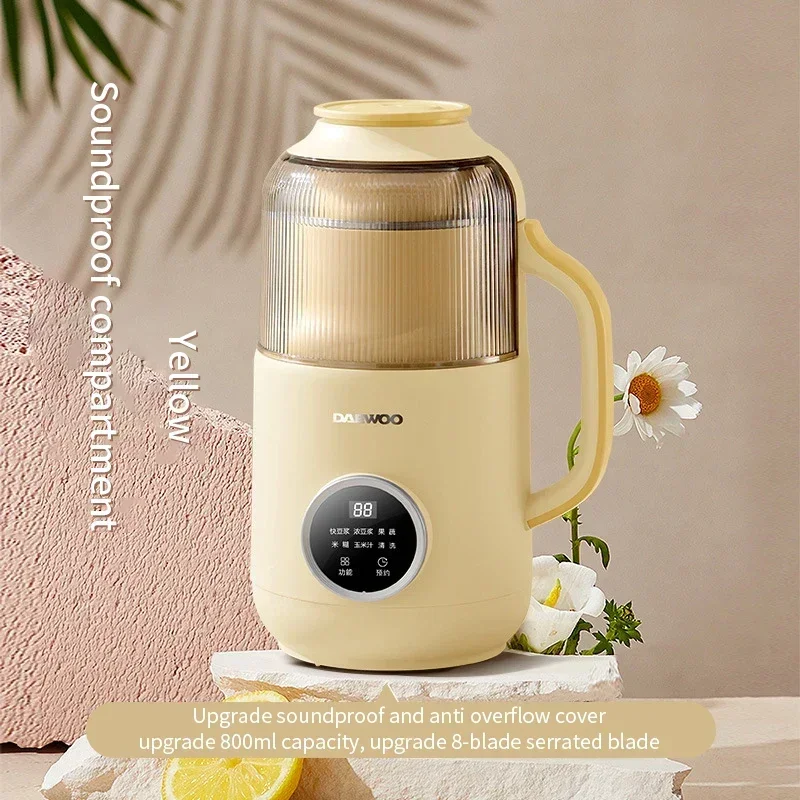 Daewoo Electric Soy Milk Machine 800ml Portable Juicer Blender Soybean Milk Maker Vegetable Extractor Rice Paste Maker Low Noise