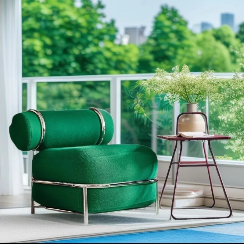 Comfortable Inflatable Sofa Modern Minimalist Living Room Single Sofa Chair Metal Frames Luxury Chiffon Chairs Home Furniture