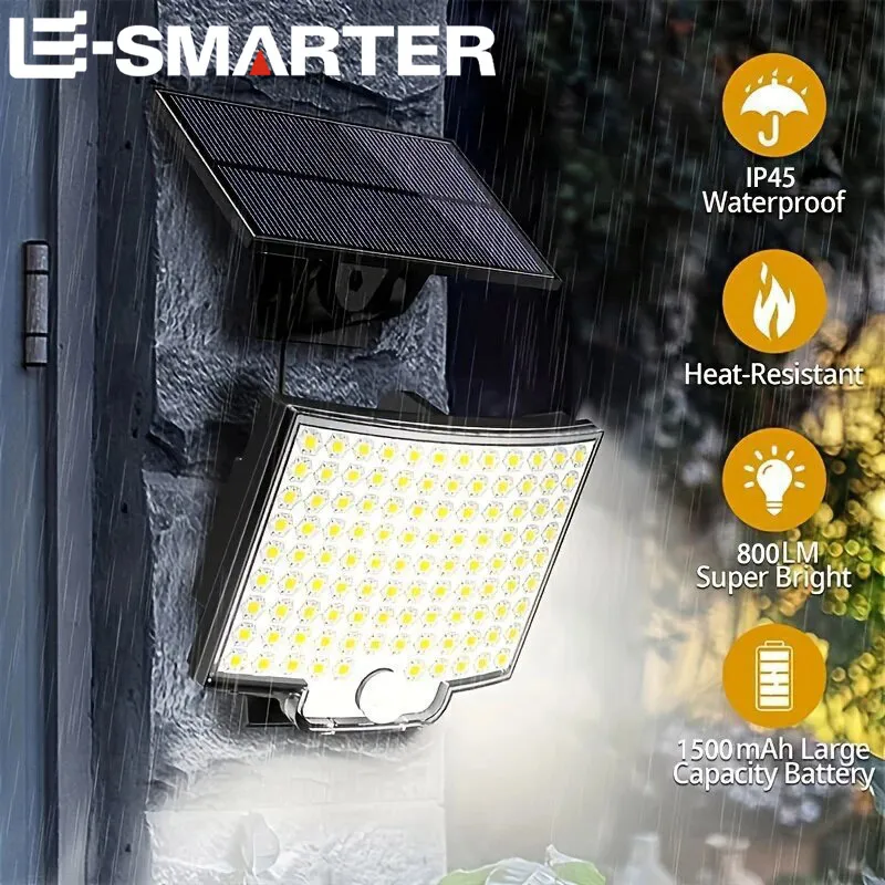 106LED Solar Split Lights Outdoor Courtyard Lighting Remote Control Human Body Sensor Light Sensor Outdoor Security Lights