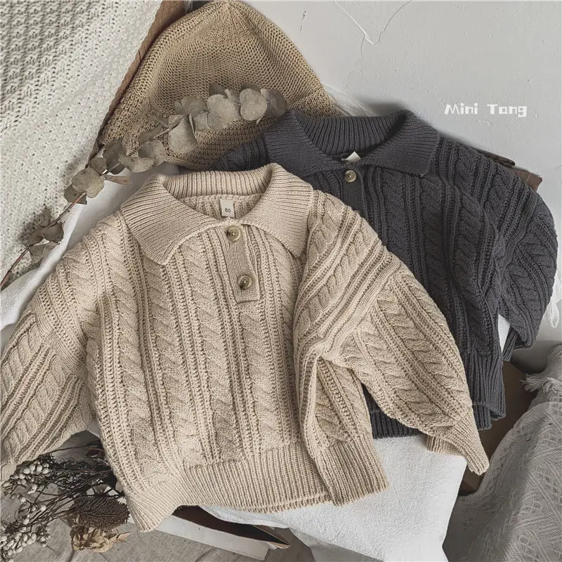 Boys Woolen Sweater Crochet Cotton Knitting 2023 Classic Warm Thicken Winter Fall Windbreak Teenagers Children\'s Clothing