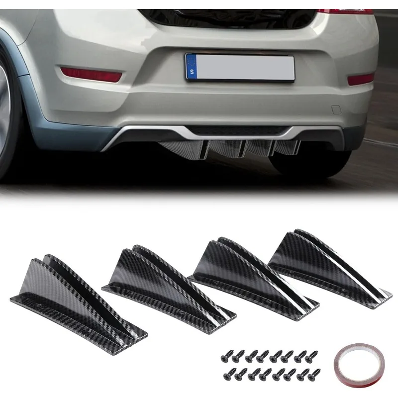 4-teiliger Auto-Heckspoiler, Universeller Gebogener Heckdiffusor, Haifischflossen-Flügel, Zierleisten-Set zur Dekoration – Detail 6