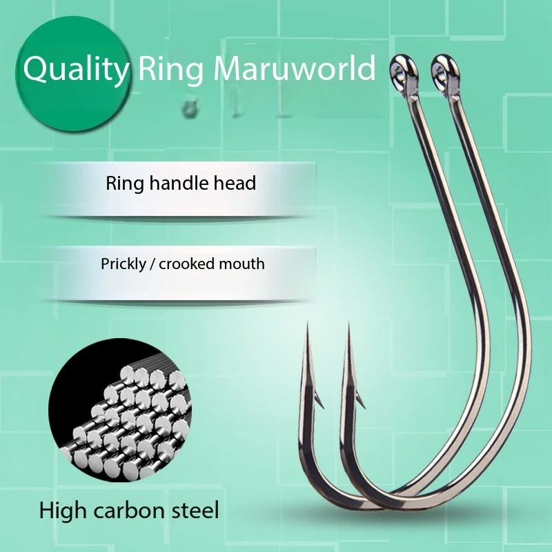 Marushi Fish Hook Loop, Loose Crooked Mouth Barb, Long Handle, Sharp, Sea Bass Fishing, Sandworm Skewer Set Accessories