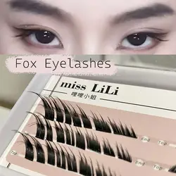 3D Fluffy False Eyelashes Handmade Mink Natural Single Cluster Fox Eye Effect Individual Segmented Lashes Eyelash Extension