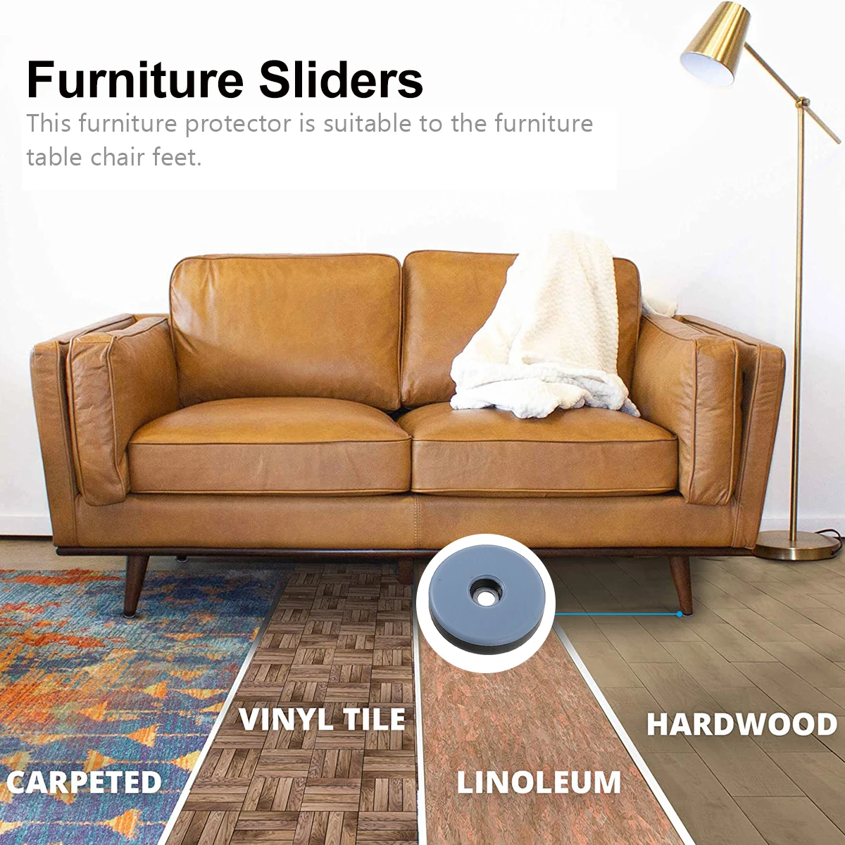 

20Pcs Furniture Slider Glides Ptfe Scratch Resistant Blocks for Wood Chair Table Floor Protector Furniture Glide