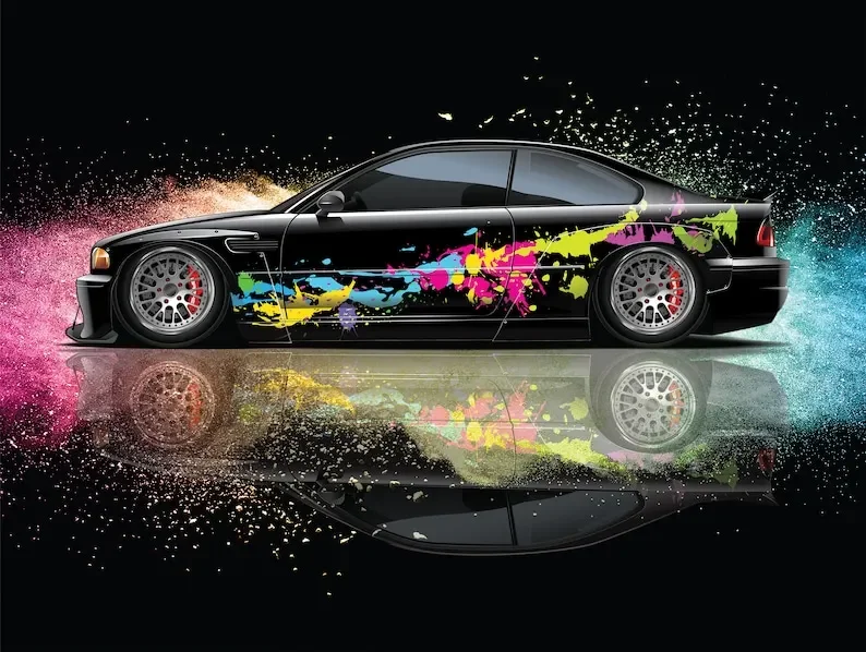 

Color Splash Side Vehicle Livery, Large Vehicle Graphics, Cast Vinyl Wrap, Universal Size