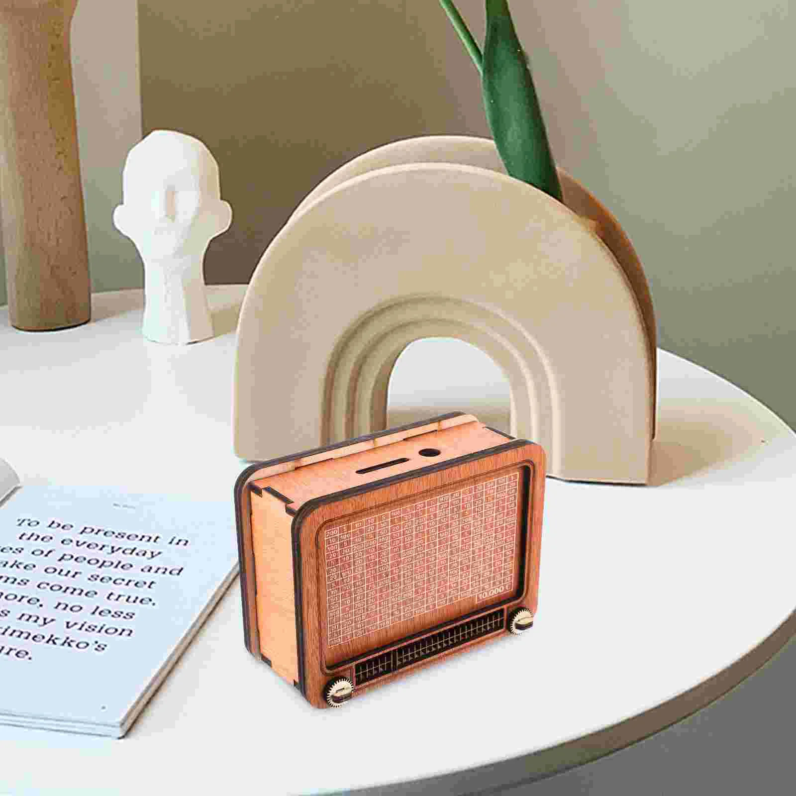 Wooden Money Box with Counter Piggy Bank Children's Gift Crafts (a Type of Radio) Saving Pot Creative Design Coin Holder