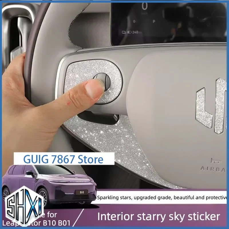 Suitable for Leapmotor B10 B01 2024-2026 Steering Wheel Logo Personalized Sticker Diamond Glitter Sticker Modify Accessories