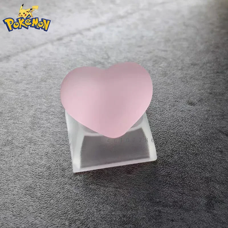 Pokemon Pikachu anime DIY cute 3D Transparent glitter heart-shaped keycaps mechanical Keyboard Caps cherry MX axis special gifts