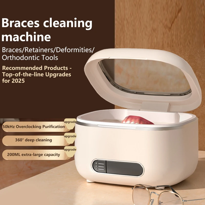 Ultrasonic Cleaning Machine 3Speed Timed Household USB Charging Jewelry Cleaner For Dentures Retainer Mouth Guard Aligner