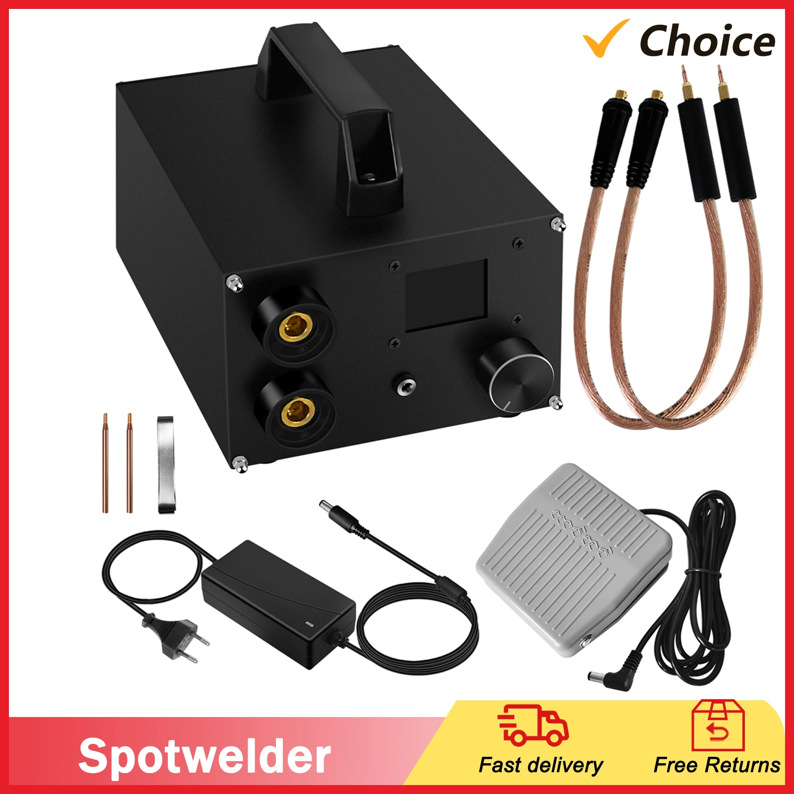 Portable Dual Pulse Supercapacitor Spotwelder High Power Spots Welding Machine 1.8inch 250 Power Gear Support 0.3mm Nickel Sheet