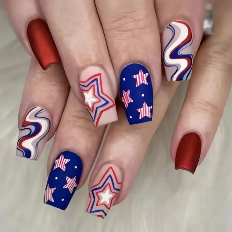 

E0BC 24x Day Acrylic 4th of July Press On Independence Day False